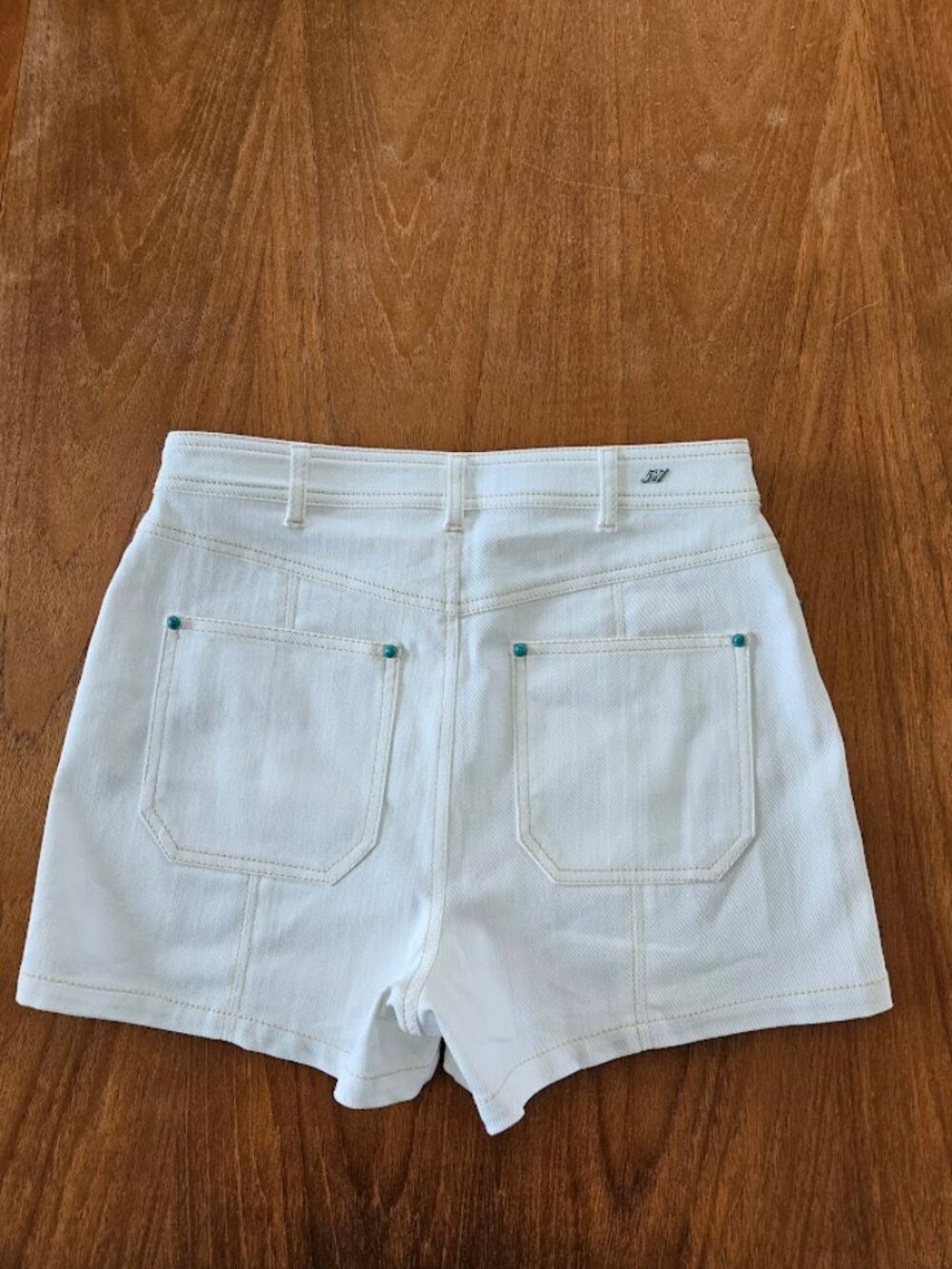 Cinq a Sept Turquoise Embellished Ceil Shorts Denim White 4 - Picture 7 of 12